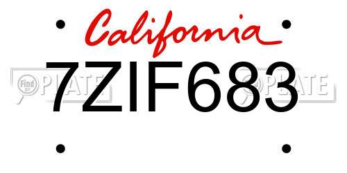 7ZIF683 California License Plate
