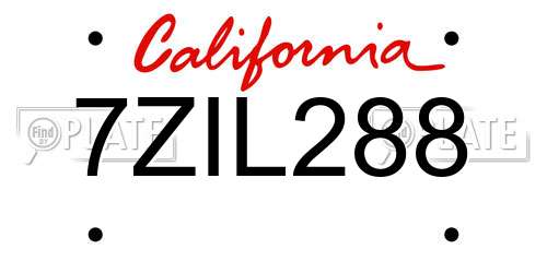 7ZIL288 California License Plate