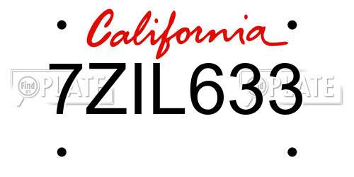 7ZIL633 California License Plate