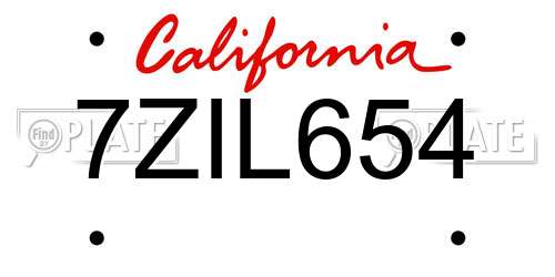 7ZIL654 California License Plate