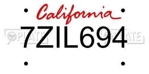7ZIL694 California License Plate