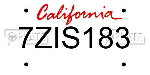 7ZIS183 California License Plate