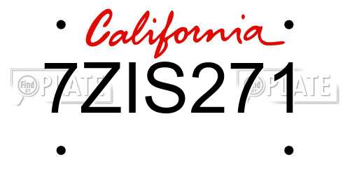 7ZIS271 California License Plate