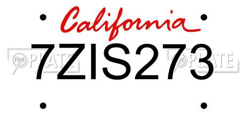 7ZIS273 California License Plate