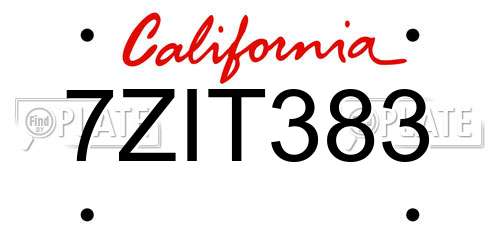 7ZIT383 California License Plate