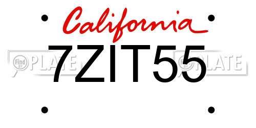 7ZIT55 California License Plate