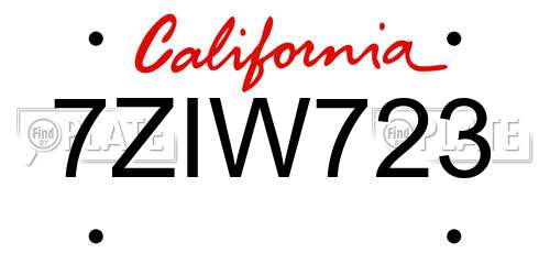 7ZIW723 California License Plate