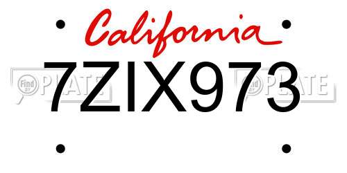 7ZIX973 California License Plate