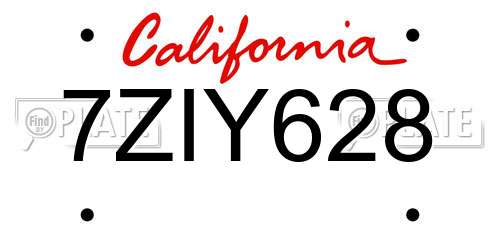 7ZIY628 California License Plate