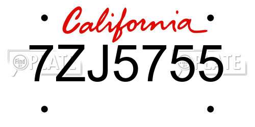 7ZJ5755 California License Plate