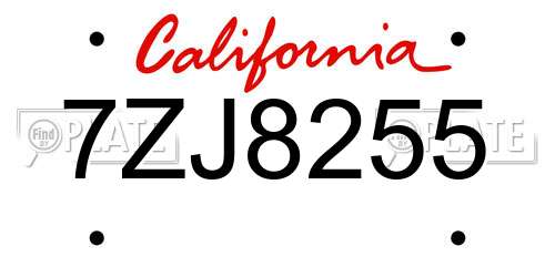 7ZJ8255 California License Plate