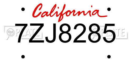7ZJ8285 California License Plate