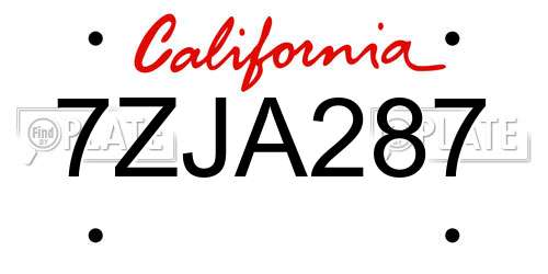 7ZJA287 California License Plate
