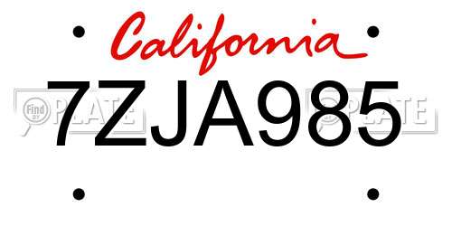 7ZJA985 California License Plate