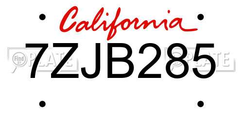 7ZJB285 California License Plate