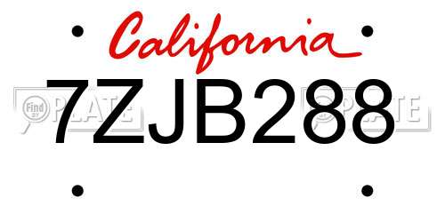 7ZJB288 California License Plate