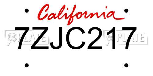 7ZJC217 California License Plate
