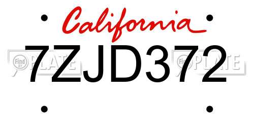 7ZJD372 California License Plate