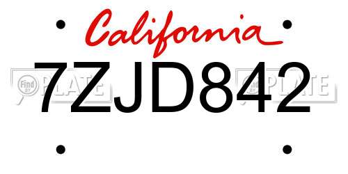 7ZJD842 California License Plate
