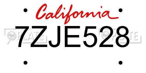 7ZJE528 California License Plate