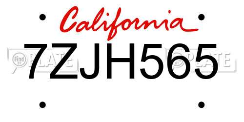 7ZJH565 California License Plate