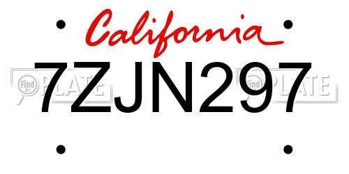 7ZJN297 California License Plate