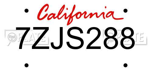 7ZJS288 California License Plate