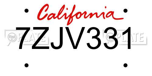 7ZJV331 California License Plate