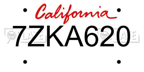7ZKA620 California License Plate