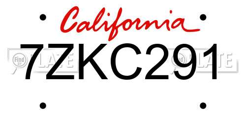 7ZKC291 California License Plate