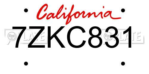 7ZKC831 California License Plate