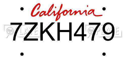 7ZKH479 California License Plate