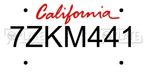 7ZKM441 California License Plate