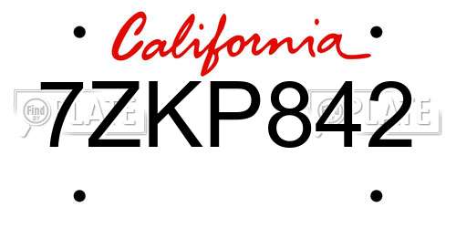 7ZKP842 California License Plate