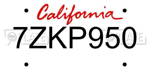 7ZKP950 California License Plate
