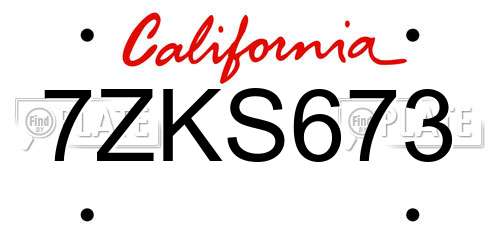 7ZKS673 California License Plate