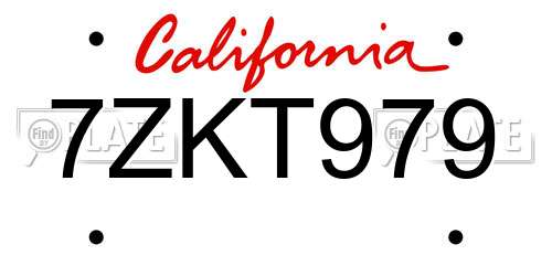 7ZKT979 California License Plate