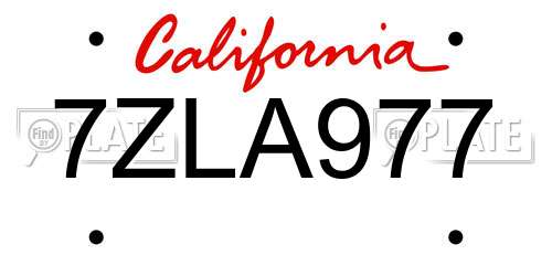 7ZLA977 California License Plate