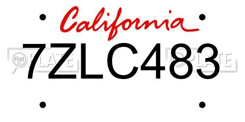 7ZLC483 California License Plate