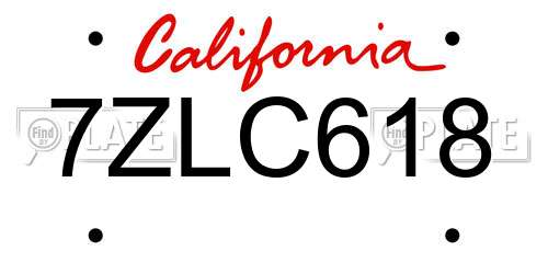 7ZLC618 California License Plate