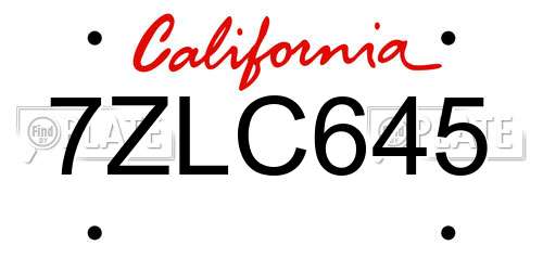 7ZLC645 California License Plate