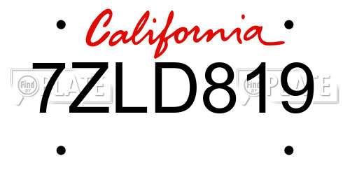 7ZLD819 California License Plate