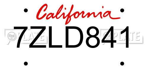 7ZLD841 California License Plate