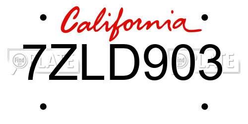 7ZLD903 California License Plate