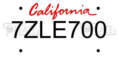 7ZLE700 California License Plate