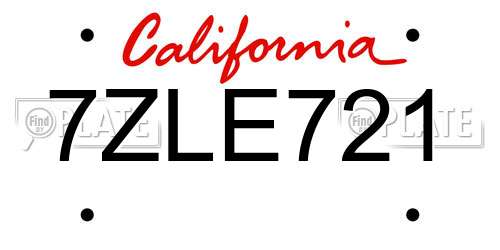 7ZLE721 California License Plate