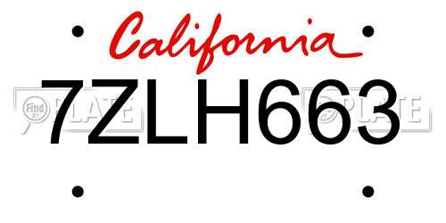 7ZLH663 California License Plate