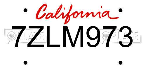 7ZLM973 California License Plate