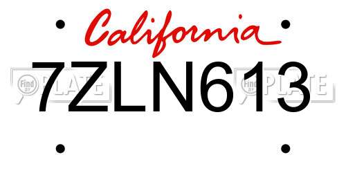 7ZLN613 California License Plate