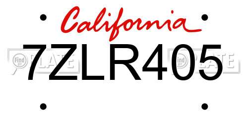 7ZLR405 California License Plate